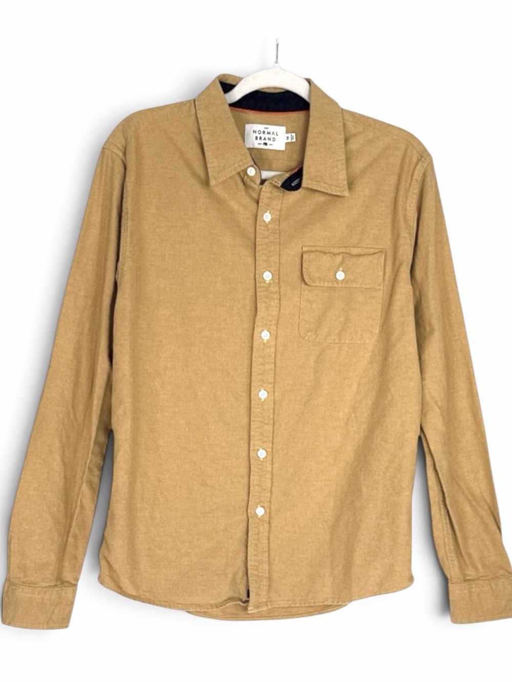 The Normal Brand Fairbanks Brushed Chamois Cotton Button Up Flannel Shirt Gold M